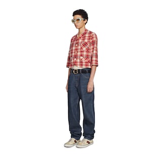 Tartan cotton single breasted jacket