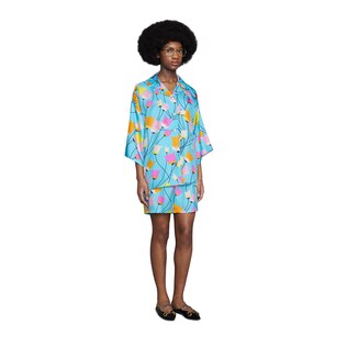 Tulip print silk shirt