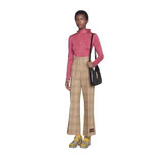 Check linen trousers