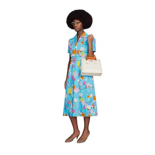 Faltenkleid mit Tulpen-Print