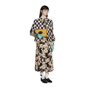 Poppy flowers print silk skirt
