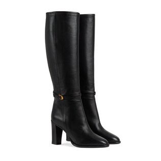 Women's knee-high boot with Gucci print