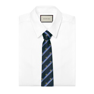 Corbata de seda a rayas con GG