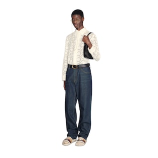 Eco washed organic denim trousers