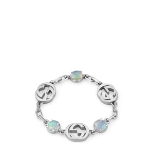 Interlocking G ring with opals
