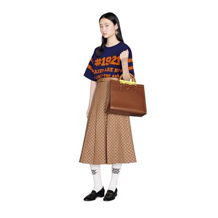 GG linen canvas pleated skirt
