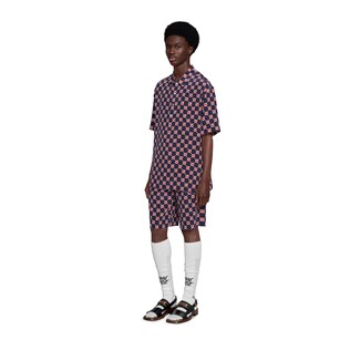 Chemise de bowling en crêpe de soie à hexagones GG