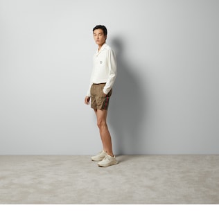 Waterproof nylon swim shorts with GG