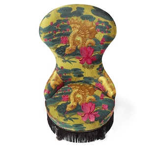 Stuhl aus Moiré-Jacquard mit Drachenfischen