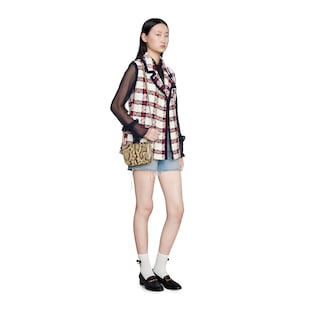 Check tweed sleeveless jacket