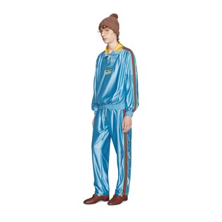 Shiny jersey jogging trousers with Web