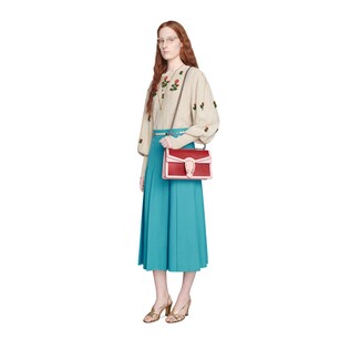 Pleated skirt with Double G chain