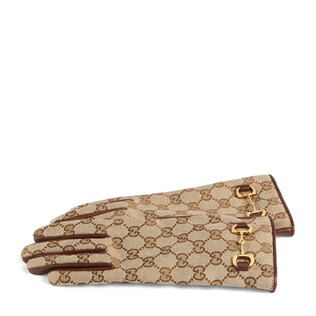 Handschuhe aus GG Canvas mit Horsebit