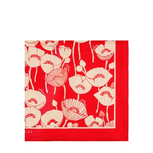 Poppy flowers print silk scarf