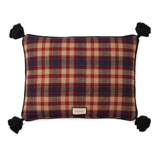 Floral Interlocking G tartan cushion