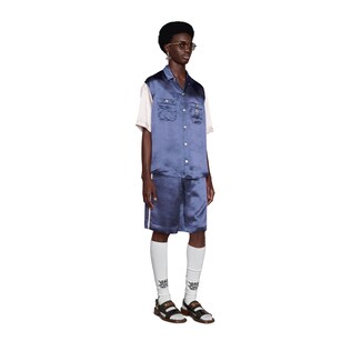 Acetate shorts with Interlocking G