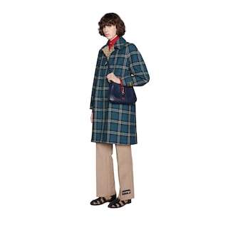 Manteau en laine à motif tartan réversible