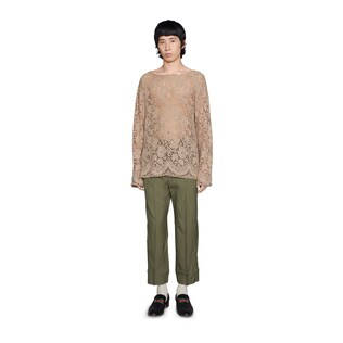 Gabardine wrinkle trousers with Gucci logo