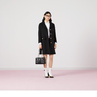 Double G embroidery wool coat