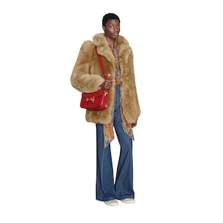 Shearling single-breasted coat