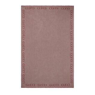 Check wool stole with Gucci script