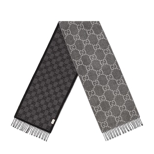 Bufanda de punto de jacquard con GG y borlas