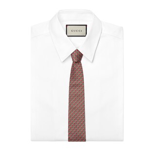 Flowers and GG silk jacquard tie