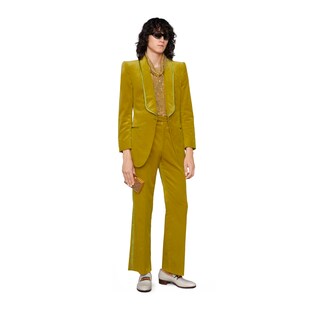 Stretch velvet jacket with padded shoulders