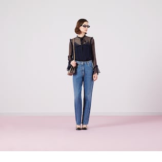 80s fit denim trousers with Horsebit