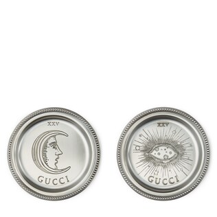 Silver-toned metal coaster, set of 2