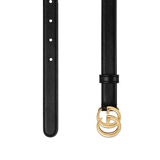 GG Marmont thin leather belt with shiny buckle
