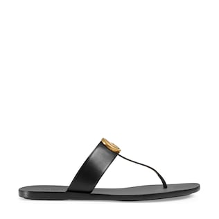 Tongs en cuir avec Double G
