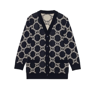 Reversible GG wool jacquard cardigan