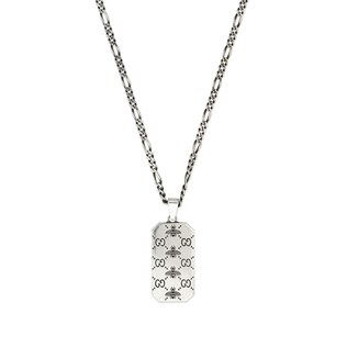 GG and bee engraved pendant necklace