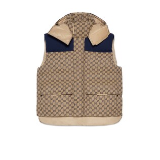 GG canvas down vest with detachable hood