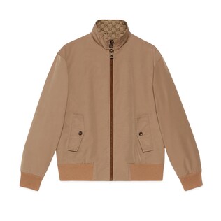 Veste réversible en cuir et toile GG