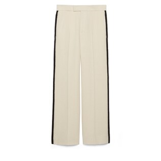 Pantalone retrò in tweed con patch