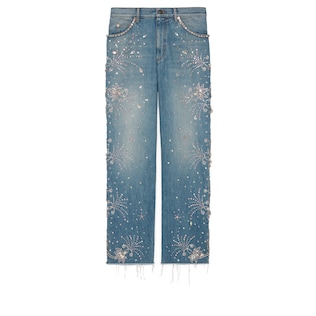 Denim trouser with crystal trim