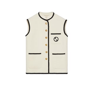 Gilet en tweed de laine avec broderie