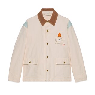 Jacke aus Baumwollcanvas mit Tiermotiv-Patch