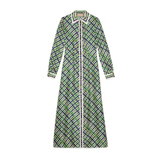 Kleid aus Seide mit Gürtel- und Karo-Print