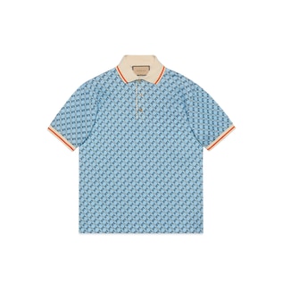 Polo en piqué de coton à motif G géométrique