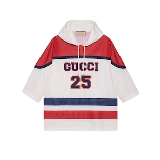 Mesh fabric sweatshirt with patch