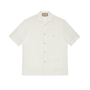 Linen shirt with Double G embroidery