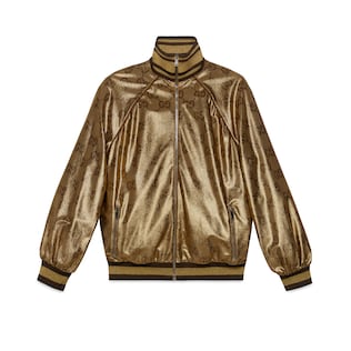Reißverschlussjacke aus schillerndem Jersey mit Maxi GG