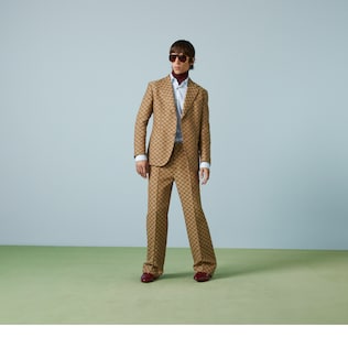 GG linen blend canvas pants