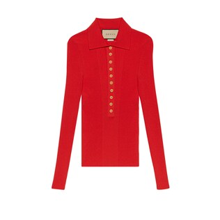 Extra fine rib viscose polo shirt