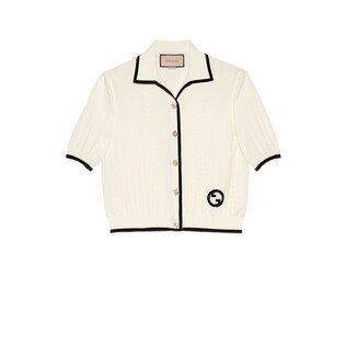Cotton cardigan with Interlocking G