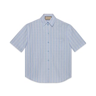 Double G flower striped cotton shirt