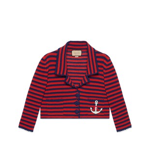 Striped crochet cotton jacket